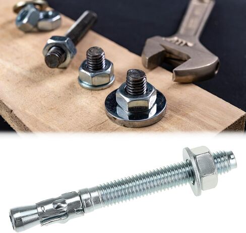 QWORK Wedge Anchor Zinc Plated Heavy Duty Fastener, 1/2 Inch x 4-1/2 Inch, 50 Pieces - Carbon Steel for Concrete Applications in Saudi Arabia