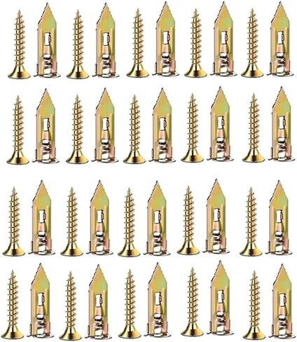 80 Sets Self Drilling Drywall Anchors with Screws - Self-Tapping Screws Anchors and Zinc Plated Steel Anchors Hold 65LB for Heavy Duty Wall Hanging (No Drill Need) (Two Sizes Mix 80sets) in Saudi Arabia