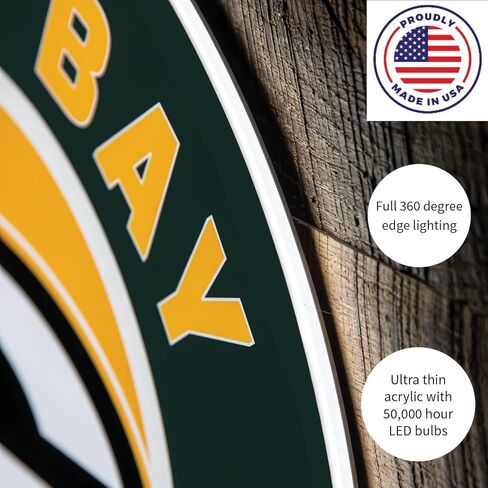 Team Sports America Evergreen NFL Green Bay Packers | فائقة الرقيقة LED LED SIGN DECER | 23 بوصة جولة | صنع في الولايات المتحدة in Kuwait