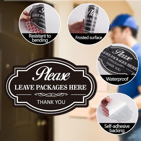 Please Leave Packages and Deliveries Here Sign Sticker，Self-Adhesive Waterproof Vinyl Delivery Signs for Packages, Place Packages Here for Home，Office，Shop，Box, Door（11.6" x 7.8 "） in Saudi Arabia