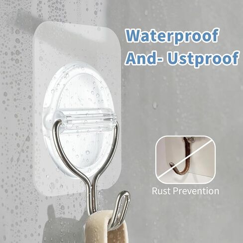 Adhesive Wall Hooks No Damage, Stick On Hooks for Hanging 10 Pack - Transparent Stainless Steel 5KG Heavy Duty, Waterproof Removable (3.5x5.3cm) Kitchen Bathroom Office, Ganchos para Pared in Saudi Arabia