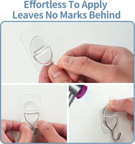Adhesive Wall Hooks No Damage, Stick On Hooks for Hanging 10 Pack - Transparent Stainless Steel 5KG Heavy Duty, Waterproof Removable (3.5x5.3cm) Kitchen Bathroom Office, Ganchos para Pared in Saudi Arabia