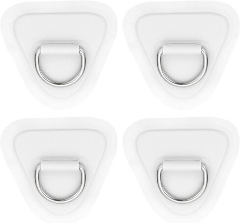 PATIKIL 3.5" Paddle Board D Rings, 4 Pcs Stainless Steel D-Ring PVC Patch Pad No Glue Include for Raft Kayak Inflatable Boat Surfboard, White in Saudi Arabia