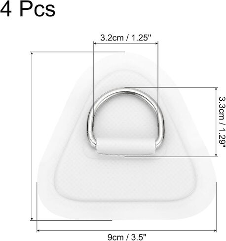 PATIKIL 3.5" Paddle Board D Rings, 4 Pcs Stainless Steel D-Ring PVC Patch Pad No Glue Include for Raft Kayak Inflatable Boat Surfboard, White in Saudi Arabia