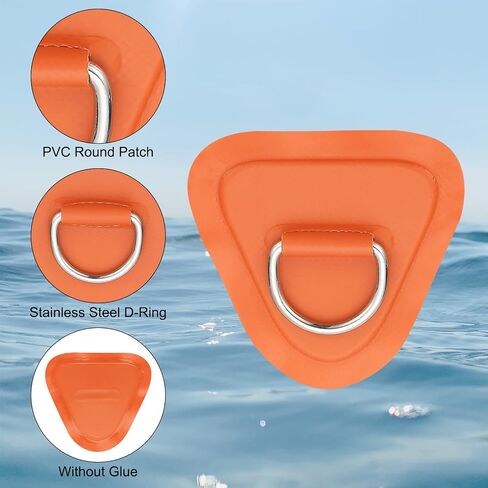 PATIKIL 3.5" Paddle Board D Rings, 4 Pcs Stainless Steel D-Ring PVC Patch Pad No Glue Include for Raft Kayak Inflatable Boat Surfboard, White in Saudi Arabia