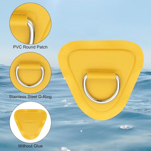 PATIKIL 3.5" Paddle Board D Rings, 4 Pcs Stainless Steel D-Ring PVC Patch Pad No Glue Include for Raft Kayak Inflatable Boat Surfboard, White in Saudi Arabia
