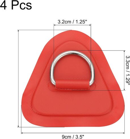 PATIKIL 3.5" Paddle Board D Rings, 4 Pcs Stainless Steel D-Ring PVC Patch Pad No Glue Include for Raft Kayak Inflatable Boat Surfboard, White in Saudi Arabia