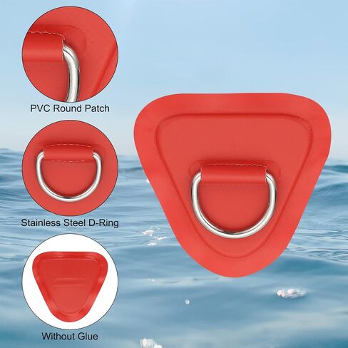 PATIKIL 3.5" Paddle Board D Rings, 4 Pcs Stainless Steel D-Ring PVC Patch Pad No Glue Include for Raft Kayak Inflatable Boat Surfboard, White in Saudi Arabia