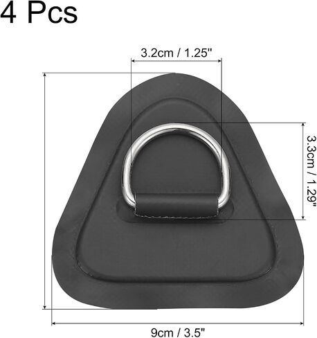 PATIKIL 3.5" Paddle Board D Rings, 4 Pcs Stainless Steel D-Ring PVC Patch Pad No Glue Include for Raft Kayak Inflatable Boat Surfboard, White in Saudi Arabia