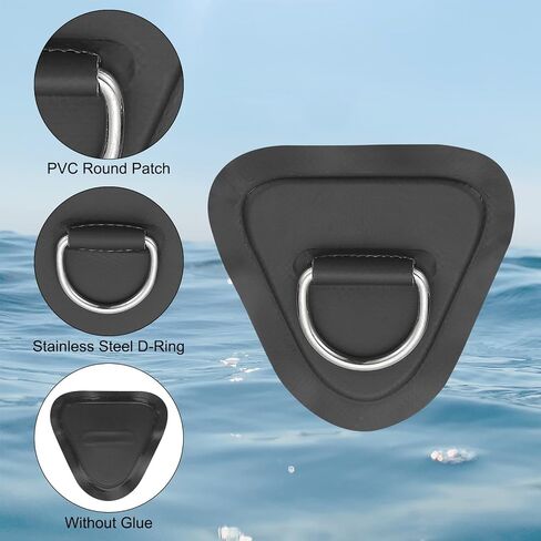 PATIKIL 3.5" Paddle Board D Rings, 4 Pcs Stainless Steel D-Ring PVC Patch Pad No Glue Include for Raft Kayak Inflatable Boat Surfboard, White in Saudi Arabia