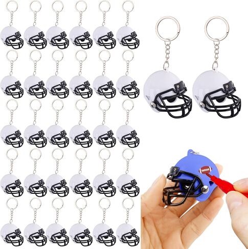 Framendino, 32 Pack Football Keychain Blanks Rugby Hockey Helmet Keychains for Painting DIY Crafts White in Saudi Arabia