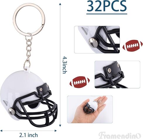 Framendino, 32 Pack Football Keychain Blanks Rugby Hockey Helmet Keychains for Painting DIY Crafts White in Saudi Arabia