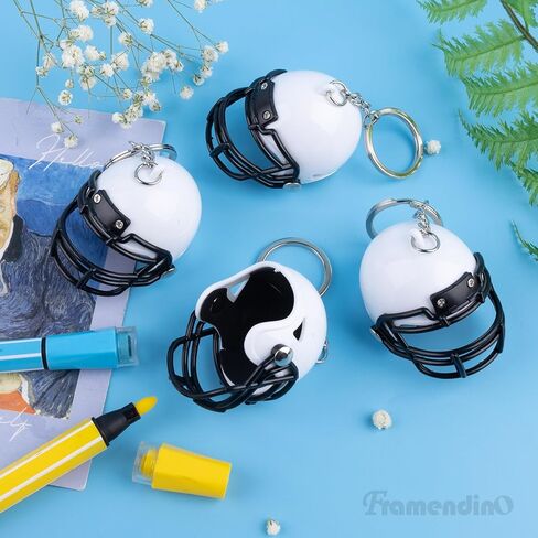 Framendino, 32 Pack Football Keychain Blanks Rugby Hockey Helmet Keychains for Painting DIY Crafts White in Saudi Arabia