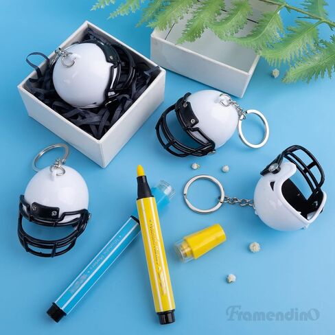 Framendino, 32 Pack Football Keychain Blanks Rugby Hockey Helmet Keychains for Painting DIY Crafts White in Saudi Arabia