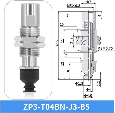 ZP3-T04/06/08BN-J/K3/6/10 Pneumatic Vacuum Chuck Vacuum Suction Cup 1Pcs(ZP3-T06BN-K6-B5) in Saudi Arabia