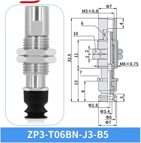 ZP3-T04/06/08BN-J/K3/6/10 Pneumatic Vacuum Chuck Vacuum Suction Cup 1Pcs(ZP3-T06BN-K6-B5) in Saudi Arabia