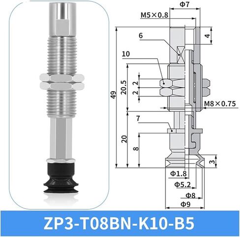 ZP3-T04/06/08BN-J/K3/6/10 Pneumatic Vacuum Chuck Vacuum Suction Cup 1Pcs(ZP3-T06BN-K6-B5) in Saudi Arabia