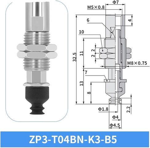 ZP3-T04/06/08BN-J/K3/6/10 Pneumatic Vacuum Chuck Vacuum Suction Cup 1Pcs(ZP3-T06BN-K6-B5) in Saudi Arabia