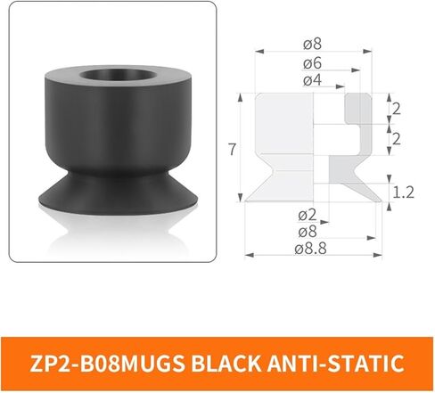 1PCS ZP2-B02/04/06/08/10/15/35MUGS/MUN Vacuum Sucker Black Anti-Static Flat NBR Small Vacuum Suction Cup(ZP2-B05MUN) in Saudi Arabia
