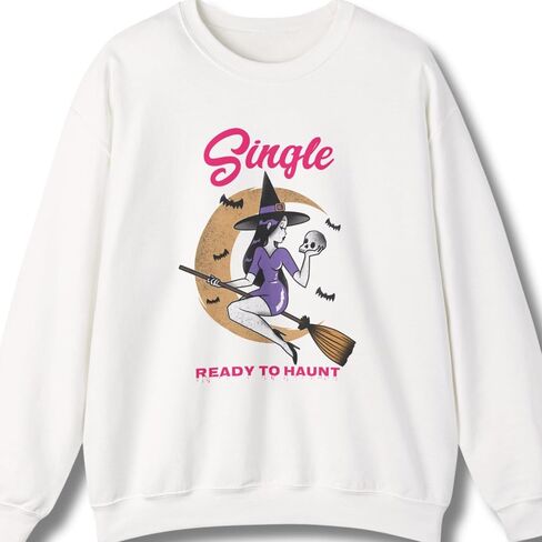 Single Ready to Haunt Witch Halloween Sweatshirt for Women/Ready to Mingle/Girl Witchy Vibe/Her Breakup Gift/Gift for Singles in Saudi Arabia