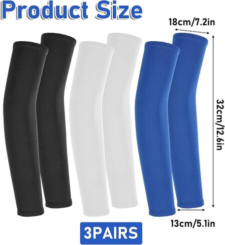 3 Pairs Arm Sleeves for Men Women Youth Compression Arm Sleeve Youth Sun Protection Sleeves Arm Sleeve Cover for Basketball Football Baseball Cooling Sports in Saudi Arabia