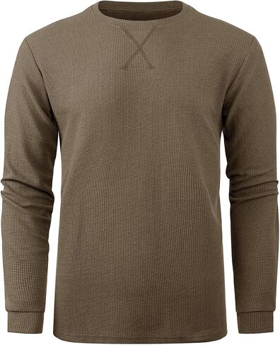 3 Pack Mens Waffle Shirts Long Sleeve Shirt Regular Fit Casual T-Shirt Crewneck Knitted Pullover in Saudi Arabia