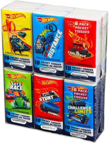 مجموعة الأنسجة الوجه الحجم الحجم الحجم -12 حزم من 10 أوراق (120 أنسجة) وملصقات | Hot Wheels Cars Disposal Travel ، School ، Frassroom Trases in Saudi Arabia