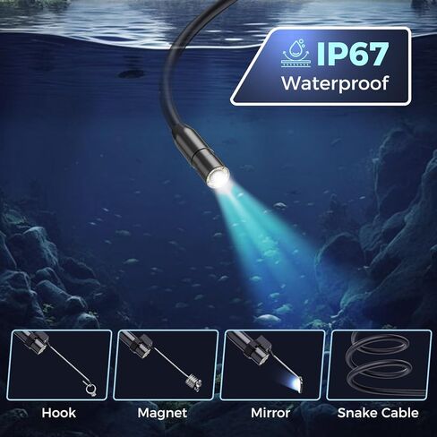 توضيح Borescope ، كاميرا المنظار الصناعي مع الضوء ، الكاميرا التفتيش Borescope مع شاشة IPS 4.3 "، 8 مصابيح LED قابلة للتعديل ، IP67 مقاوم للماء CAM CAM الأفعى للميكانيكا للميكانيكا in Saudi Arabia