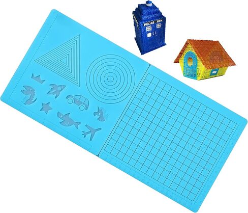 Blue 3D Pen Mat - حصيرة طباعة ثلاثية الأبعاد للأطفال ، البالغين - 16.7x7.9 بوصة 3D حصيرة مع أنماط حيوانية ، مثلثات ، دوائر ، شبكات مربعة لأقلام الطباعة ثلاثية الأبعاد - الأزرق in Kuwait