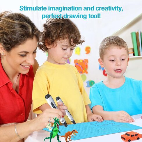 Blue 3D Pen Mat - حصيرة طباعة ثلاثية الأبعاد للأطفال ، البالغين - 16.7x7.9 بوصة 3D حصيرة مع أنماط حيوانية ، مثلثات ، دوائر ، شبكات مربعة لأقلام الطباعة ثلاثية الأبعاد - الأزرق in Kuwait