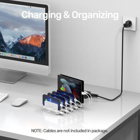 Unitek Multi Charging Station ، شاحن USB 10 شاحن لجهاز متعددة مع تقنية ذكية ومقاطعات قابلة للتعديل ، موقف منظم متوافق مع iPad ، الكمبيوتر اللوحي ، Kindle ، iPhone in Saudi Arabia