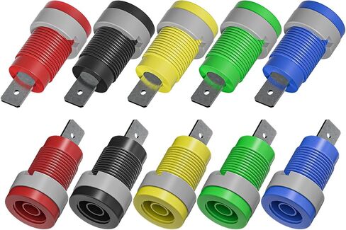 GOUPCHN 10PCS 4MM BANANA PANE PLANE MOUNT SOCKETING BINDING ADAPERS RED & Black للحصول على موصلات توصيل الموز 4 مم in Kuwait