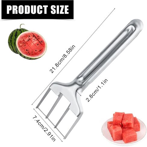BOXOB Watermelon Cutter Slicer, Stainless Steel Watermelon Cutting Tool Portable Fruit Cutter for Melon Mango Home Kitchen Gadget Camping Party in Saudi Arabia