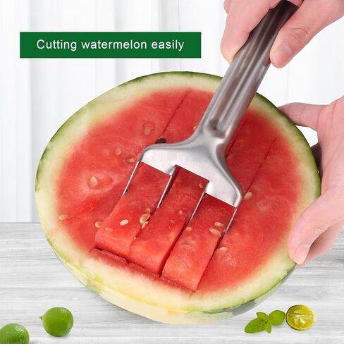 BOXOB Watermelon Cutter Slicer, Stainless Steel Watermelon Cutting Tool Portable Fruit Cutter for Melon Mango Home Kitchen Gadget Camping Party in Saudi Arabia