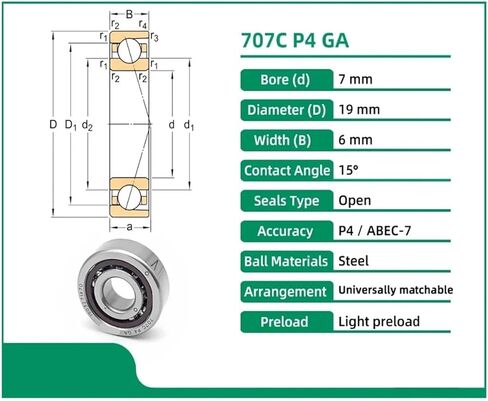 1pcs 707 707c 7x19x6 محامل التلامس الزاوي محامل المغزل 15 زاوية التلامس in Saudi Arabia
