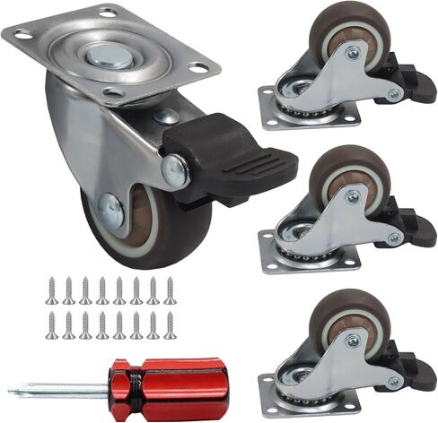4pcs 1inch عجلات العجلات المنخفضة ، عجلات دوارة العجلات مع مكابح قفل ، عجلات مطاطية هادئة صغيرة TPR للأثاث ، الطاولات ، الصناديق in Saudi Arabia