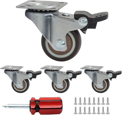 4pcs 1inch عجلات العجلات المنخفضة ، عجلات دوارة العجلات مع مكابح قفل ، عجلات مطاطية هادئة صغيرة TPR للأثاث ، الطاولات ، الصناديق in Saudi Arabia