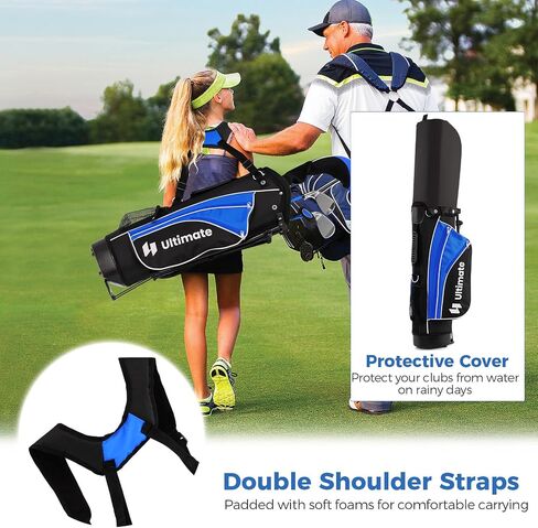 GYMAX Kids Golf Clubs, Junior Golf Set for Right Hand Includes #3 Fairway Wood & #7 & #9 Irons, Putter & Golf Stand Bag, Portable Youth Children Club in Saudi Arabia