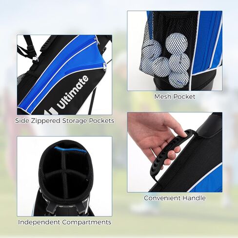 GYMAX Kids Golf Clubs, Junior Golf Set for Right Hand Includes #3 Fairway Wood & #7 & #9 Irons, Putter & Golf Stand Bag, Portable Youth Children Club in Saudi Arabia