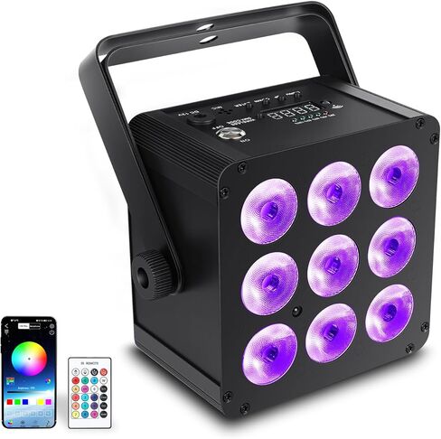 مصابيح PAR القابلة لإعادة الشحن ، 54W RGBWA+UV 6IN1 بطارية تعمل بالبطارية مع التحكم اللاسلكي 2.4G ، أضواء مرحلة LED مع تغيير اللون ، التحكم في الصوت والتحكم عن بُعد في نطاق أشرطة (2pcs) in Kuwait