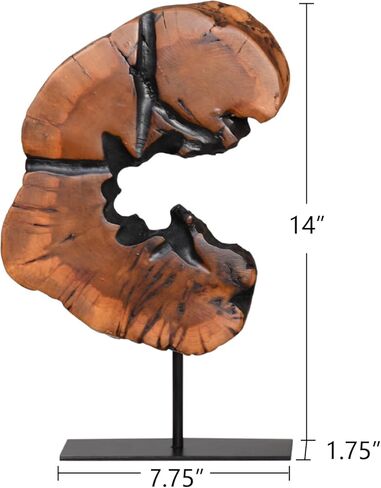 WELLAND Round Cedar Wood Sculpture 13.77" W x 13.77" D x 14" H, Wood Tabletop Sculpture, Irregular Shape décor for Living Room, Bedroom, Home Office in Kuwait