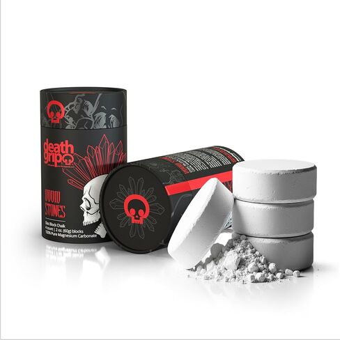 Death Grip Doom Stones Gym Chalk - 4 x 60g Discs -100% Pure Magnesium Carbonate - Rock Climbing, Lifting, Gymnastics, Weightlifting Chalk - Sports Hand Chalk for Grip, Gym Workouts & Reduced Sweat in Saudi Arabia