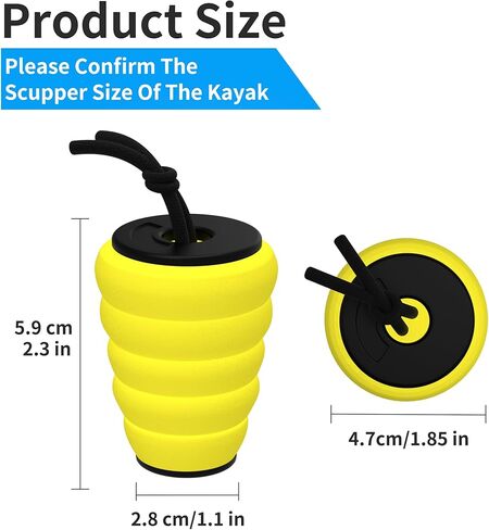 مجموعة المكونات Ganfindx Kayak Scupper-سدادات تصريف عالمية لأجهزة الكاياك على اعتصام ، ومرونة عالية EVA ، تناسب 1.4-1.7 "Scuppers ، وألوان متعددة وأحجام الحزم (Black-4 Pack) in Kuwait