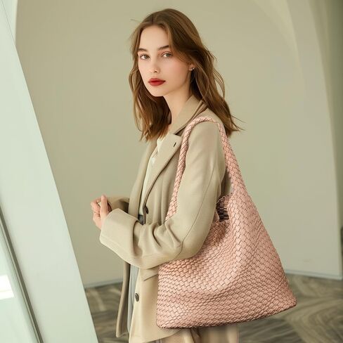 Woven Tote Bag for Women Woven Purse Large Weave Purse with Top Handle in Saudi Arabia