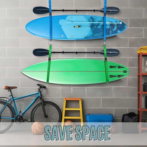 8 Pcs Kayak Hanging Straps for Wall Storage 440lb Capacity 74" Nylon Straps with Carabiner Space Saving for Indoor Outdoor Surfboard Paddle Board Garage Storage Accessories in Saudi Arabia