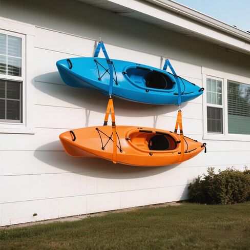 8 Pcs Kayak Hanging Straps for Wall Storage 440lb Capacity 74" Nylon Straps with Carabiner Space Saving for Indoor Outdoor Surfboard Paddle Board Garage Storage Accessories in Saudi Arabia