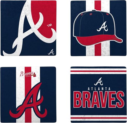 FOCO MLB Official 4-Pack Beverage Drink Ceramic Stone Coaster Set (New York Mets) in Saudi Arabia
