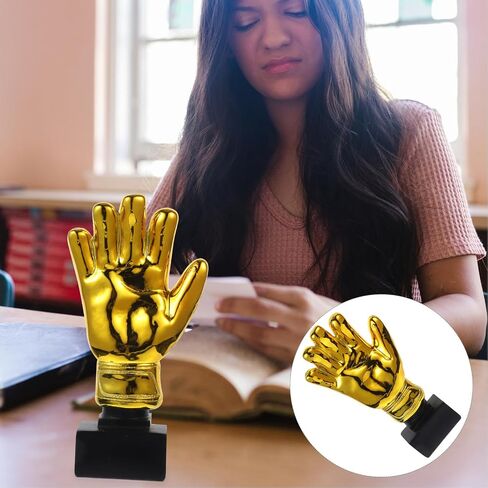 Goalkeeper Award Trophy Resin Gloves Shape Gold Award Cup, 10.43 x 5.11 x 2.55 Inch, Soccer Football Sports Prize in Saudi Arabia