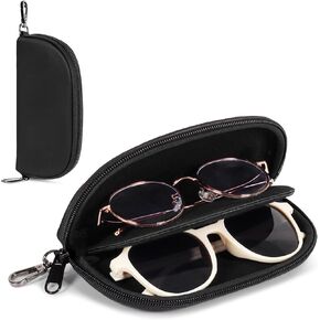 علبة بنظارات مزدوجة ، حقيبة نظارة من جلد فو 2 للتخزين ، حقيبة نظارة شمسية مضادة للخلع المحمولة للنساء الرجال in Kuwait