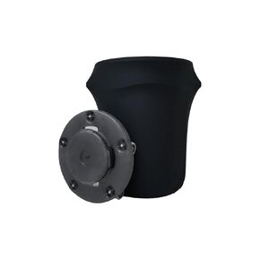 Spandex & Table Linens Black Spandex Stretch Trash Can Cover - Garbage Can Cover with Open Bottom for Wheels - Trash Bin Covers with Durable Polyester/Spandex Blend for 55 Gallon Round Trash Cans in Saudi Arabia